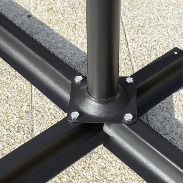 Outsunny 9FT Offset Hanging Patio Umbrella Cantilever Umbrella with Easy Tilt Adjustment, Cross Base and 8 Ribs for Backyard