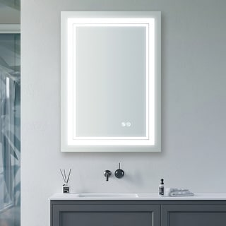 24 in. W x 32 in. H Wall Mount Bathroom Vanity Mirror in Silver