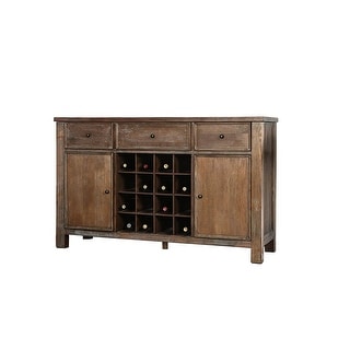 Distressed Wooden 3 Drawer Server with Multiple Cubbies, Brown