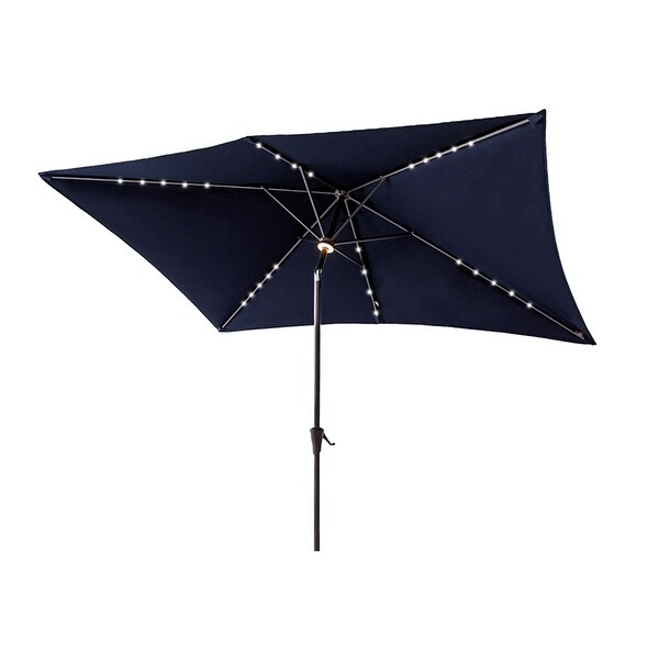 FLAME&SHADE 6.5 x 10ft Rectangle Solar Powered Market Patio Umbrella