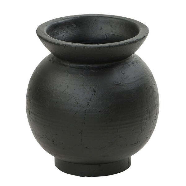 Harp & Finial Emory Vase - Matte Black Finish On Ceramic