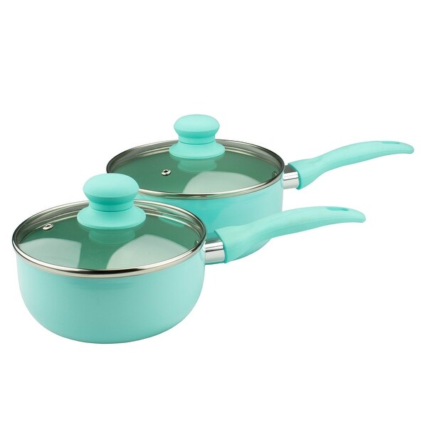 7 Piece Nonstick Aluminum Cookware Set in Turquoise