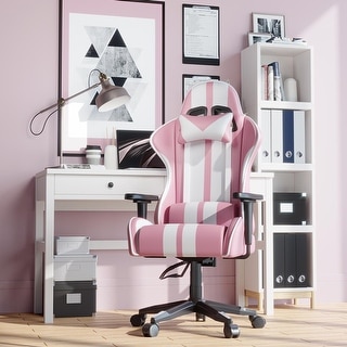 Gaming Chair with Height Adjustable Headrest and Lumbar Support