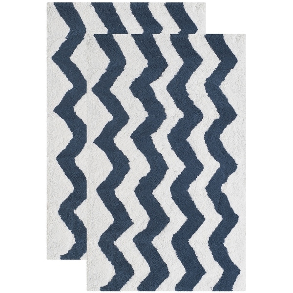SAFAVIEH Handmade Plush Master Bath Nautical Blue Cotton Rug (1' 9 x 2' 10) - 1'9 x 2'10