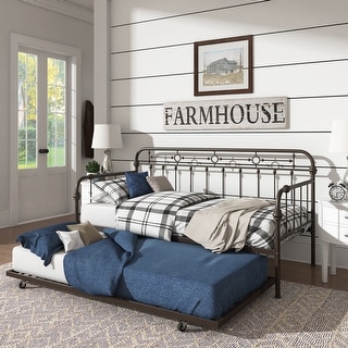 Darren Antique Dark Bronze Metal Daybed with Trundle by iNSPIRE Q Classic
