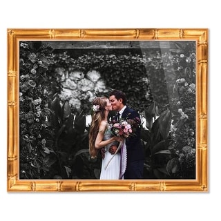 10x7 Frame Gold Bamboo Picture Frame - Complete Modern Photo Frame