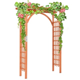 Costway Premium Outdoor Wooden Cedar Arbor Arch Pergola Trellis Wood