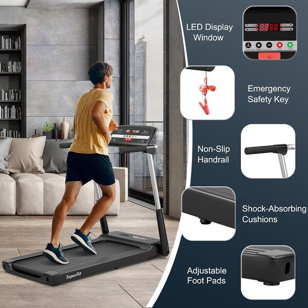 Gymax 2.25HP Folding LED Treadmill Electric Running Walking Machine w/