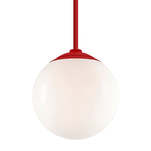 Troy RLM Lighting Globe Red 24-inch Stem Pendant, White 16-inch Shade