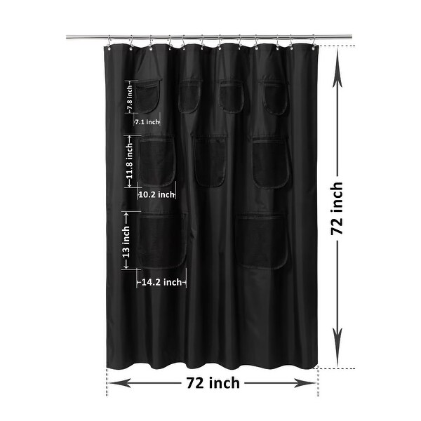 9 Mesh Pockets Shower Curtain or Liner