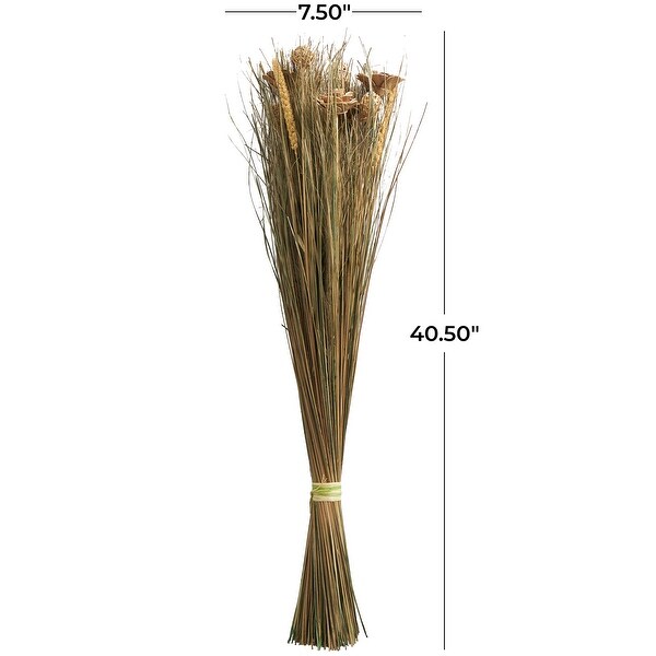 Brown Dried Plant Handmade Tall Floral Bouquet Grass Natural Foliage with Deco Ball Accents