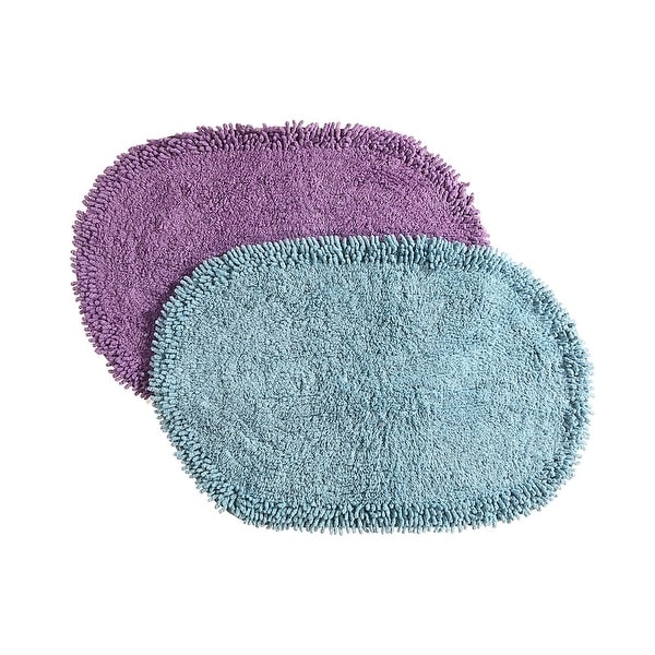 Oval Chenille Shaggy Bath Mat (18 X 30) (Asstd) - Set of 2