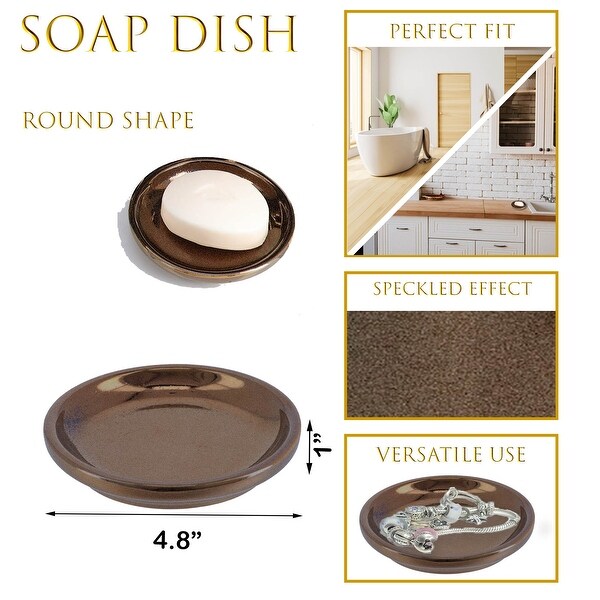 Bronze Porcelain Bathroom Accessory Set 4-Pieces Crackled Texture