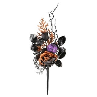 20" Halloween Rose and Purple Ornament Pick Pair