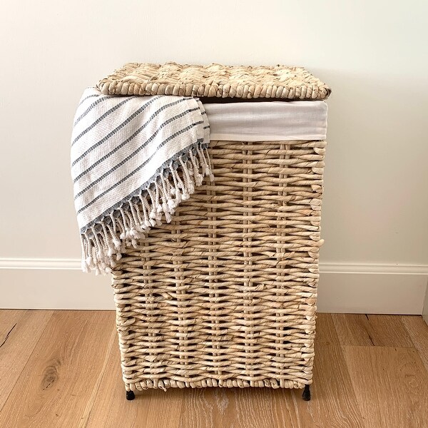 America Basket Company Woven Maize Full-Load Metal-Frame Lined Hamper