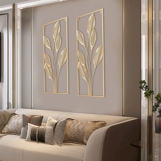 Two-Pack Wall Decor 3D Metal Wall Art Pear Leaves