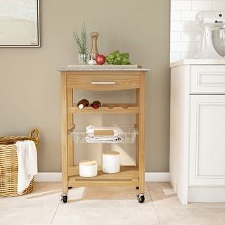 The Gray Barn Natural and Granite Top Island Cart