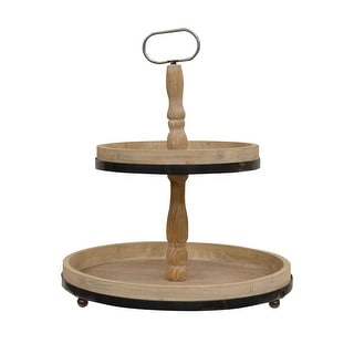 Distressed Wood and Metal Two-Tiered Tray