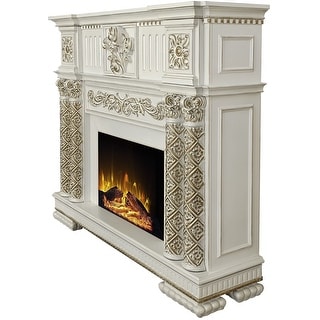 ACME Vendome Fireplace in Antique Pearl Finish