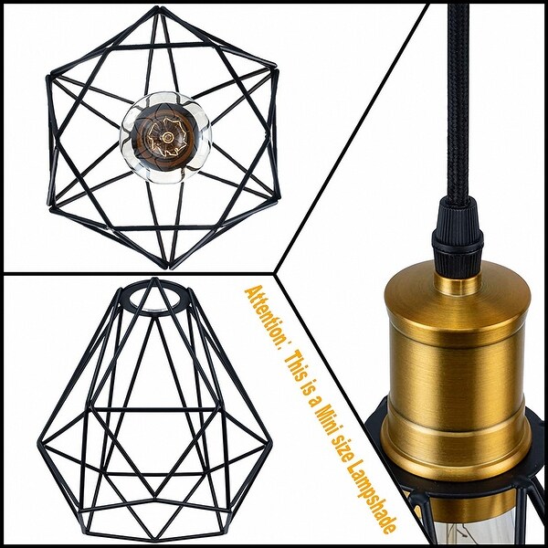 YANSUN 1-Light Black Metal Cage Pendant Light Industrial Farmhouse Vintage Pendant Lighting for Kitchen Island Dining Room