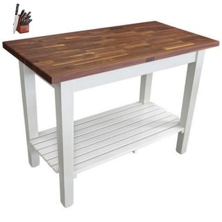 John Boos Walnut 48x30 Table W/ Shelf & Casters and Henckels Knife Set