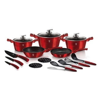 Berlinger Haus 17-Piece Kitchen Cookware Set, Burgundy Collection