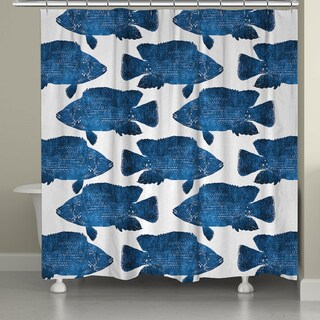 Laural Home School of Indigo Fish 71 x 72-inch Shower Curtain