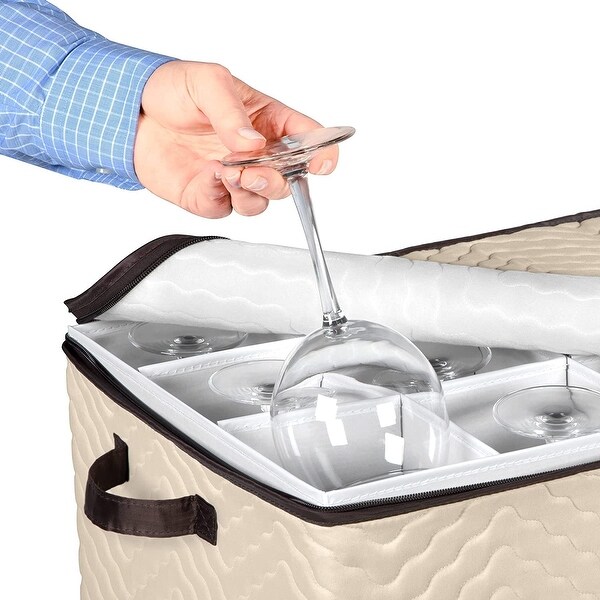 Stemware Storage Case for Wine Glasses - Holds 12 Glasses -19" x 9.5" x 14"