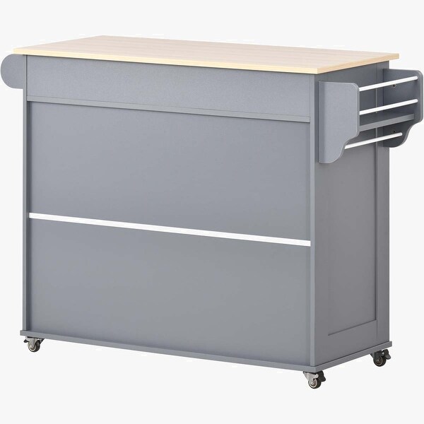 Kitchen Island Cart with Two Storage Cabinets and Four Locking Wheels