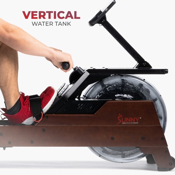 Sunny Health & Fitness Elite Wooden Water Rowing Machine with Exclusive SunnyFit App - SF-RW522075