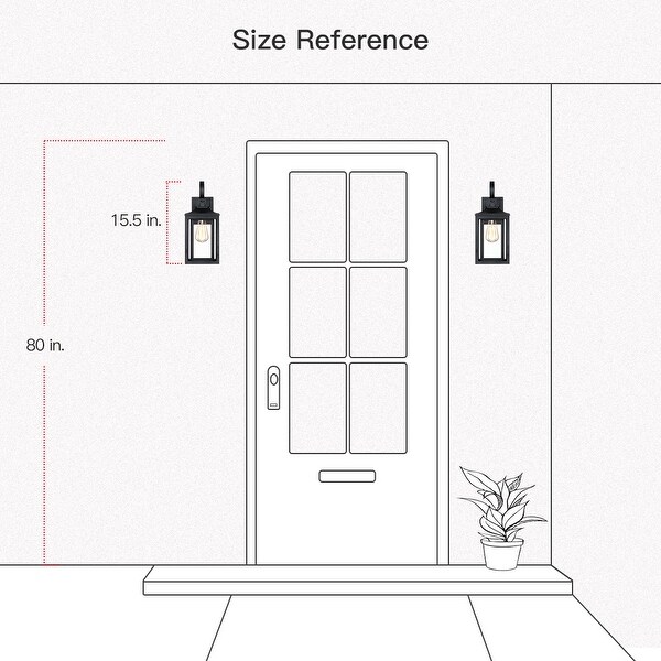 15.5"H 1-Light Black Outdoor Exterior Wall Lantern Sconce Light