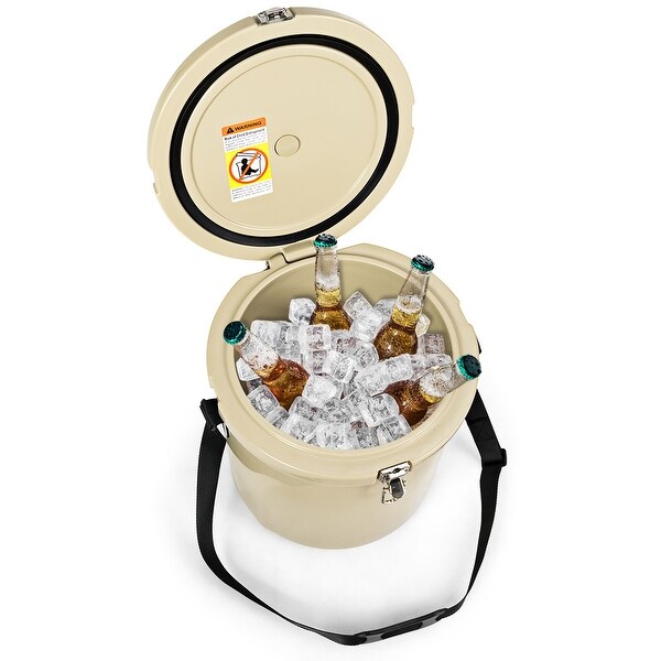 Costway 13 Quart Cooler Portable Ice Chest with Strap 18 Cans Ice Box