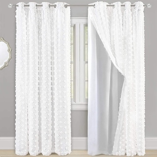 DriftAway Olivia Pinch Pleated Voile Chiffon Sheer Blackout Curtain - 52"Width X 84 "Length