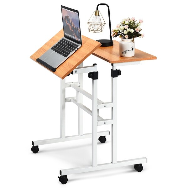 Costway Mobile Standing Desk Height Adjustable Sit Stand Workstation