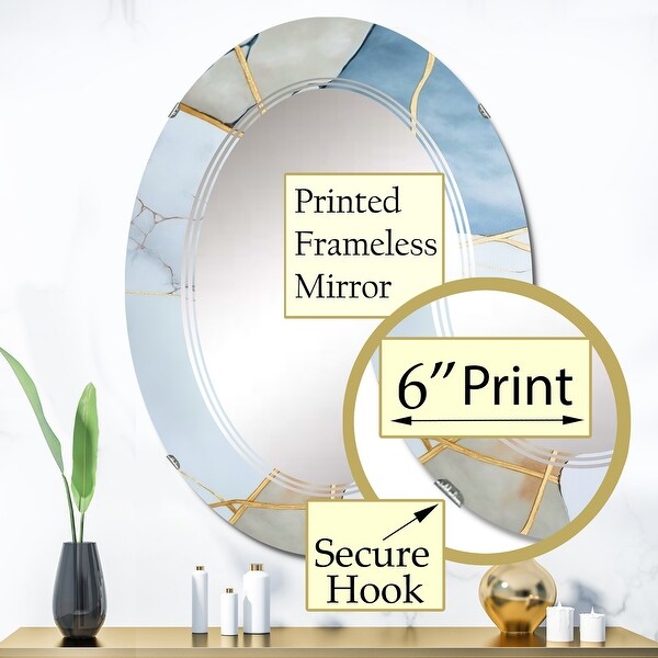 Designart 'Abstract Geode White I' Printed Abstract Marble Wall Mirror