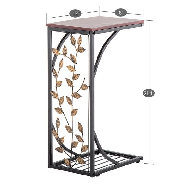 C-Type Simple Iron Sofa Side Table Accent Table Leaf Pattern