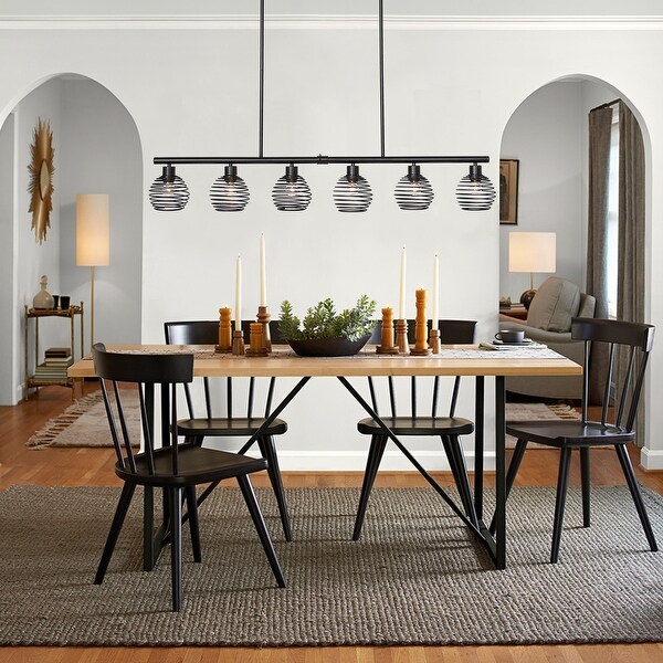 Modern 6-light Classic Black Kitchen Island Linear Pendant Lights - W49.21"*D5.51"*H8.66"