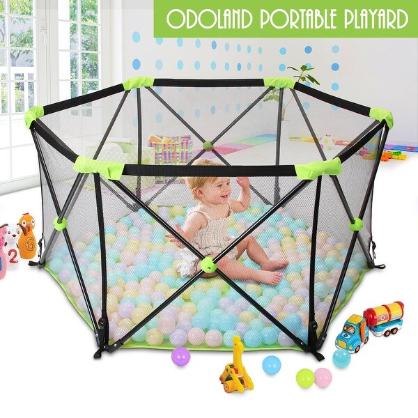 Baby Safety Playpen Portable Play Yard Infants Foldable Toddler Play Fence - 55.11x26"