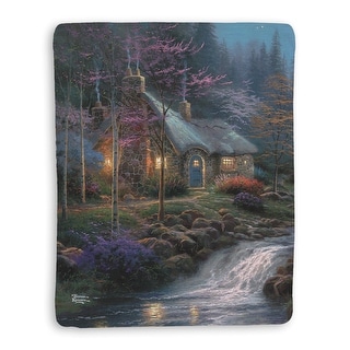 Thomas Kinkade Twilight Cottage Sherpa Throw Blanket By Laural Home