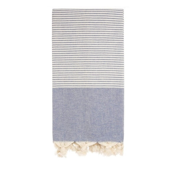 Navy Beach Towel - Striped Authentic 100% Turkish Cotton Beach & Bath Towels - Citizens of the Beach Collection