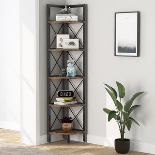 Corner Shelves, 5 Tier Corner Bookshelf and Bookcase Indoor Plant Stand