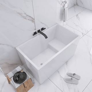 47 in. Acrylic Freestanding Non-Whirlpool Bathtub in White with Seat