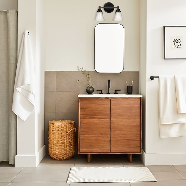 2-Light Farmhouse Bathroom Vanity Wall Lights Black