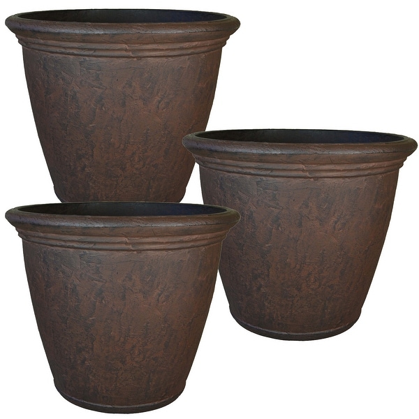 Sunnydaze Anjelica Outdoor Flower Pot Planter - Slate Finish - 24-Inch