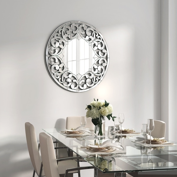 KOHROS Modern Silver Round Decorative Wall Mirror - 31.5"x31.5"