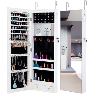 Wall Mounted Jewelry Storage Mirror Cabinet With LED Lights