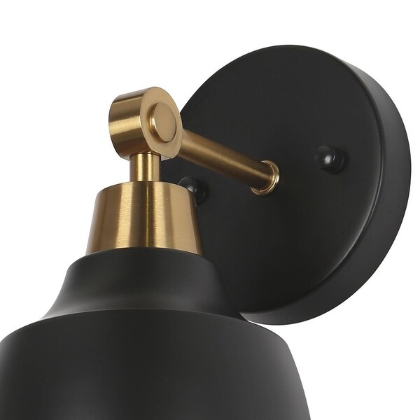 Malryn Mid-Century Modern 1-Light Gold Black Vanity Light Lantern Wall Sconce