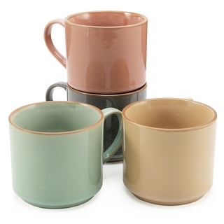 American Atelier Stackable Stoneware 16 oz. Coffee Mugs, Set of 4
