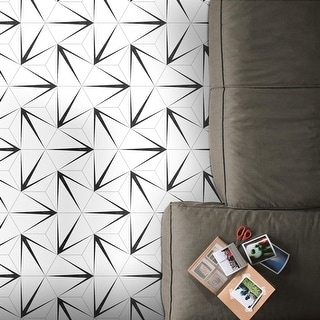 Merola Tile Trident Hex Blanco Encaustic 8.63" x 9.86" Porcelain Floor and Wall Tile