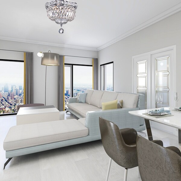 Chrome 3-Light Crystal Ceiling Flush Mount